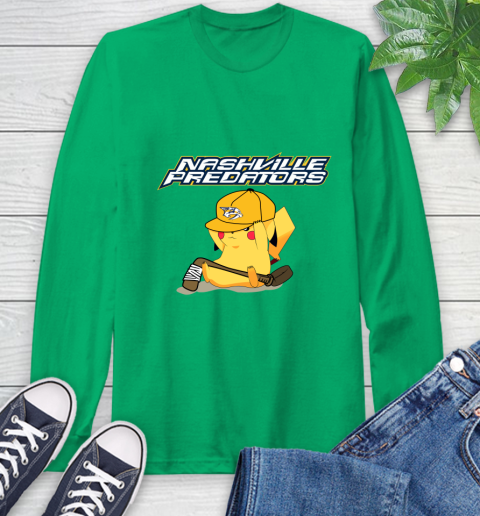 NHL Pikachu Hockey Sports Nashville Predators Long Sleeve T-Shirt 7