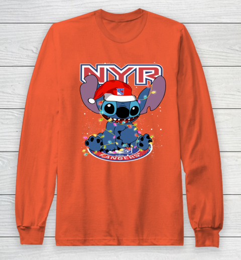 New York Rangers NHL Hockey noel stitch Christmas Long Sleeve T-Shirt 3