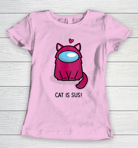 Among Us Game Shirt Cute Cat Astronaut Among me or us Nerdy Girl Gamer Women's T-Shirt 6