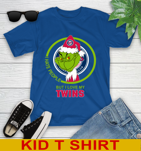 Minnesota Twins MLB Christmas Grinch I Hate People But I Love My Favorite Baseball Team Youth T-Shirt 9