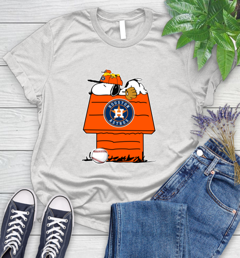 MLB Houston Astros Snoopy Woodstock The Peanuts Movie Baseball T Shirt Women's T-Shirt