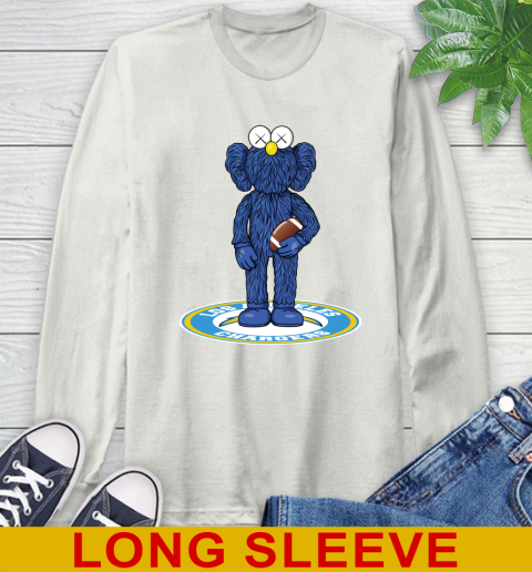 NFL Football Los Angeles Chargers Kaws Bff Blue Figure Shirt Long Sleeve T-Shirt 12