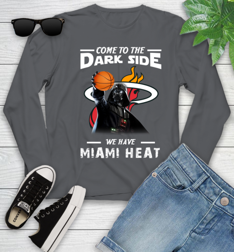 NBA Come To The Dark Side We Have Miami Heat Star Wars Darth Vader Basketball Youth Long Sleeve 9
