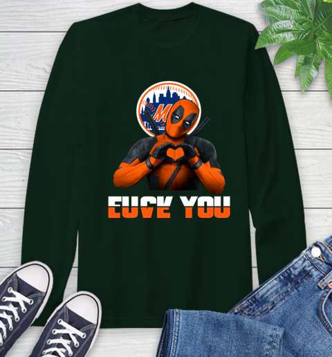 MLB New York Mets Deadpool Love You Fuck You Baseball Sports Long Sleeve T-Shirt 7