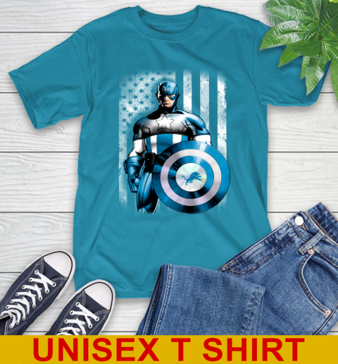 Detroit Lions NFL Football Captain America Marvel Avengers American Flag Shirt T-Shirt 9