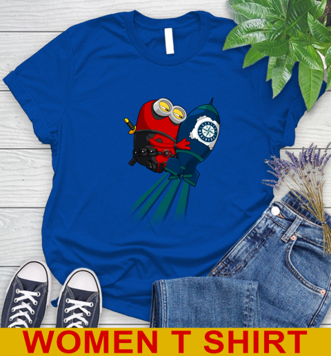 MLB Baseball Seattle Mariners Deadpool Minion Marvel Shirt Women's T-Shirt 10