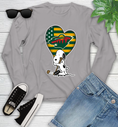 Minnesota Wild NHL Hockey The Peanuts Movie Adorable Snoopy Youth Long Sleeve 5
