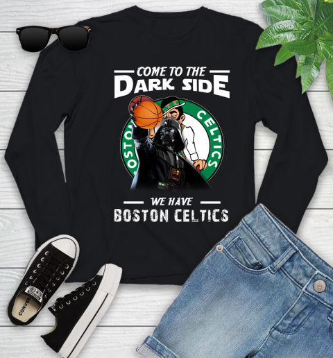 NBA Come To The Dark Side We Have Boston Celtics Star Wars Darth Vader Basketball Youth Long Sleeve