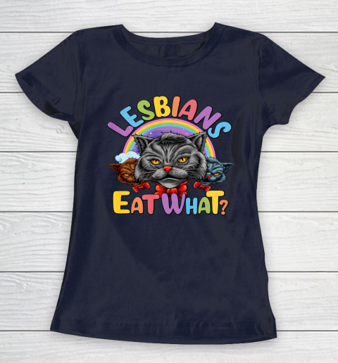 Lesbians Eat What Mug Pussy Cat Funny LGBT Pride Women's T-Shirt 2