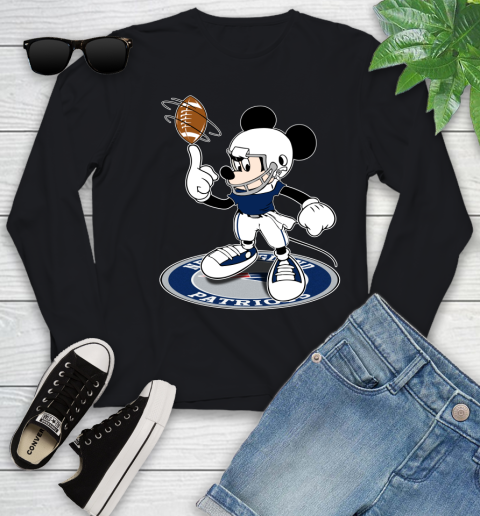 NFL Football New England Patriots Cheerful Mickey Disney Shirt Youth Long Sleeve