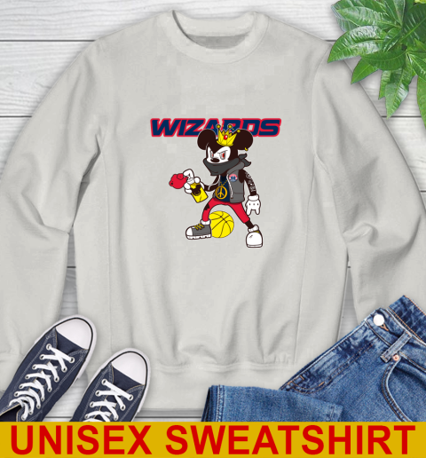 Washington Wizards NBA Basketball Mickey Peace Sign Sports Sweatshirt 12