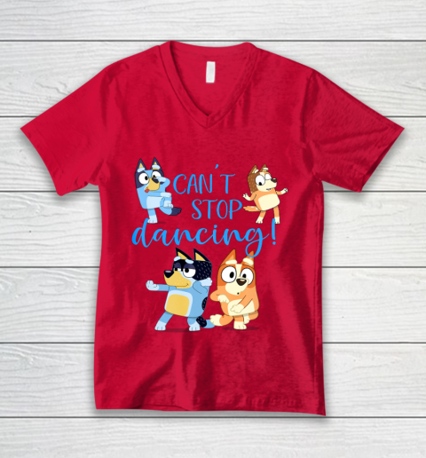 Bluey Dad Cant Stop Dancing For Father Day V-Neck T-Shirt 7