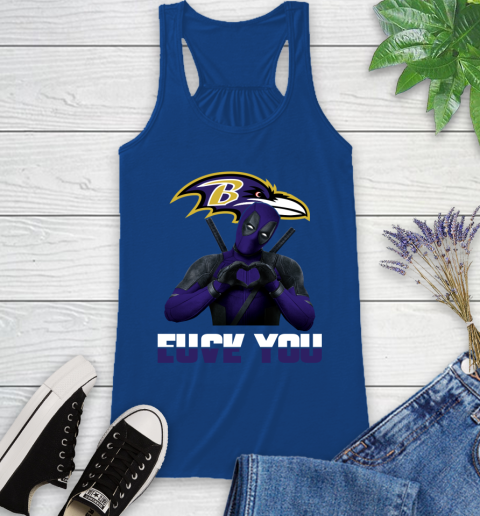 NHL Baltimore Ravens Deadpool Love You Fuck You Football Sports Racerback Tank 8