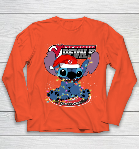New Jersey Devils NHL Hockey noel stitch Christmas Youth Long Sleeve 2