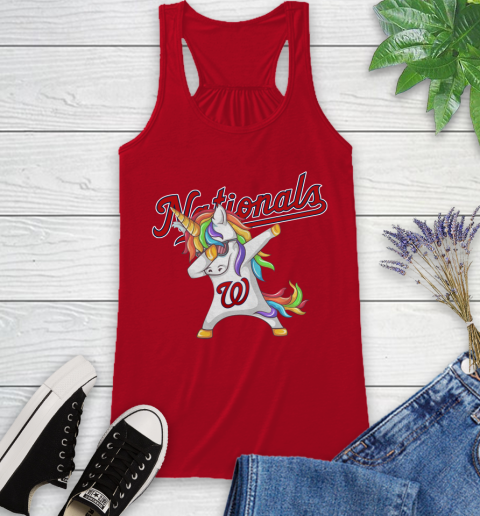 Washington Nationals MLB Baseball Funny Unicorn Dabbing Sports Racerback Tank 6