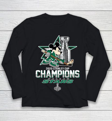 Dallas Stars Final 2020 Stanley Champions Mickey Mouse Youth Long Sleeve