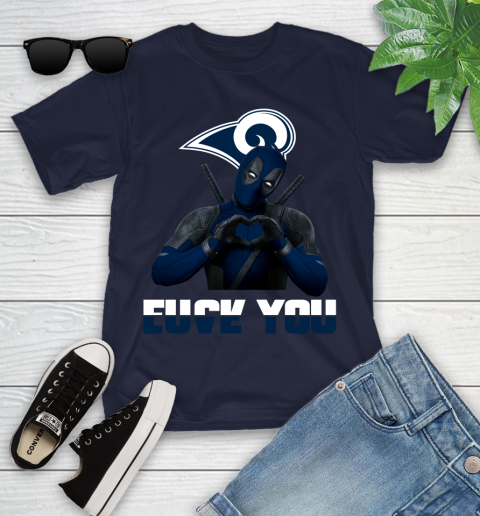 NHL Los Angeles Rams Deadpool Love You Fuck You Football Sports Youth T-Shirt 2