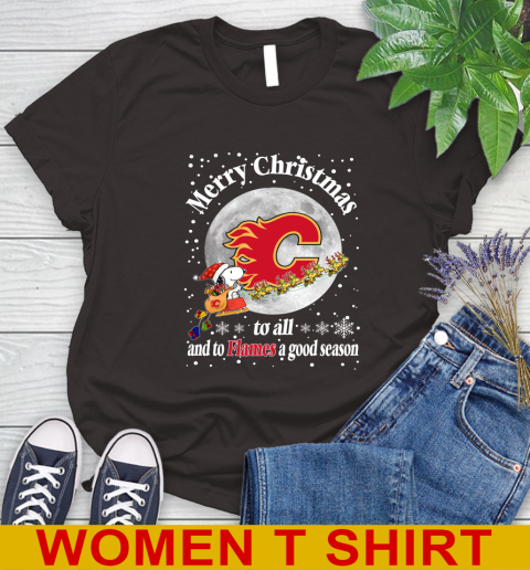 Calgary Flames Merry Christmas To All And To Flames A Good Season NHL Hockey Sports Women's T-Shirt 9