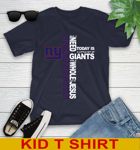 NFL All I Need Today Is A Little Bit Of New York Giants Cross Shirt Youth T-Shirt - Image 3