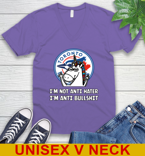 Toronto Blue Jays MLB Baseball Unicorn I'm Not Anti Hater I'm Anti Bullshit V-Neck T-Shirt 9