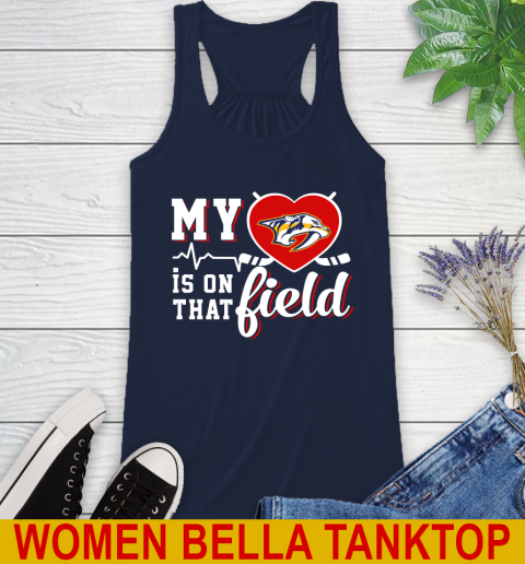NHL My Heart Is On That Field Hockey Sports Nashville Predators Racerback Tank - Image 10