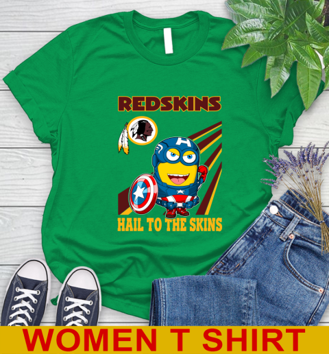 NFL Football Washington Redskins Captain America Marvel Avengers Minion Hail To The Skín Shirt Women's T-Shirt 7
