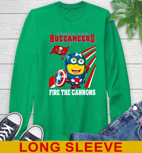 NFL Football Tampa Bay Buccaneers Captain America Marvel Avengers Minion Shirt Long Sleeve T-Shirt 8
