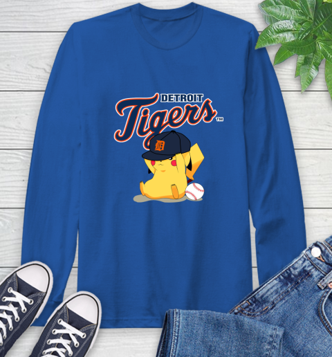 MLB Pikachu Baseball Sports Detroit Tigers Long Sleeve T-Shirt 9