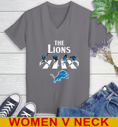 NFL Football Detroit Lions The Beatles Rock Band Shirt Women's V-Neck T-Shirt 11