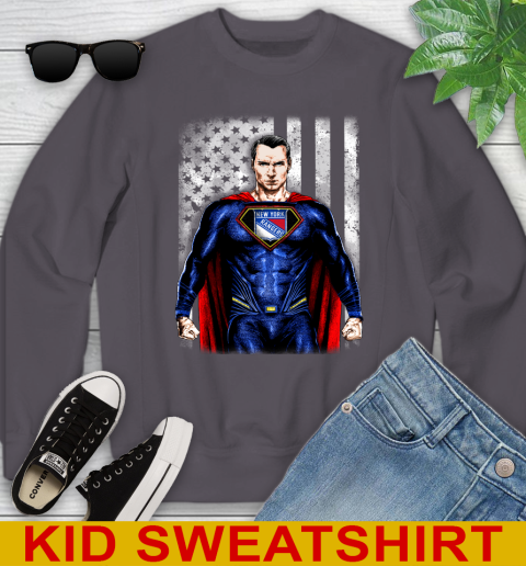NHL Hockey New York Rangers Superman DC Shirt Youth Sweatshirt 5