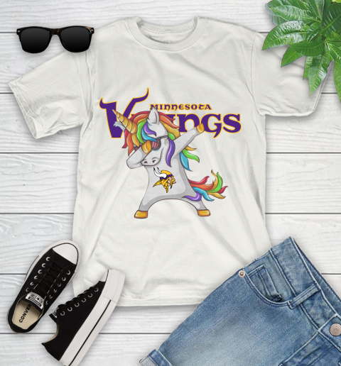 Minnesota Vikings NFL Football Funny Unicorn Dabbing Sports Youth T-Shirt