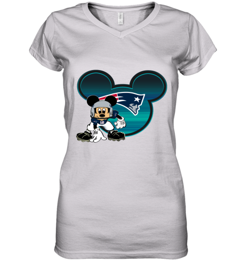 NFL New England Patriots Mickey Mouse Disney Football T Shirt IW5VrlYsyEP women v neck t shirt 39 95 151514 front white
