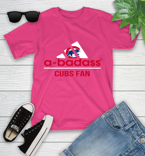 MLB A Badass Chicago Cubs Fan Adidas Baseball Sports Youth T-Shirt 11