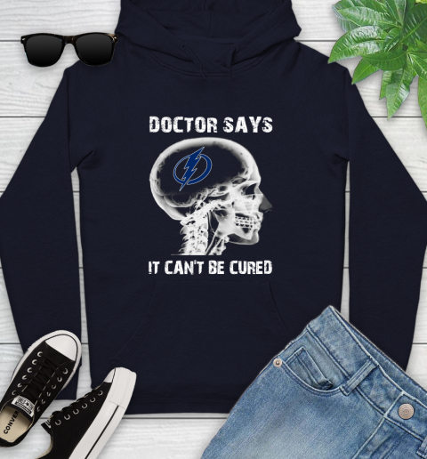 NHL Tampa Bay Lightning Hockey Skull It Can't Be Cured Shirt Youth Hoodie 3