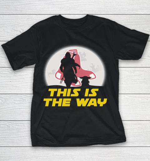 Boston Red Sox MLB Baseball Star Wars Yoda And Mandalorian This Is The Way Youth T-Shirt