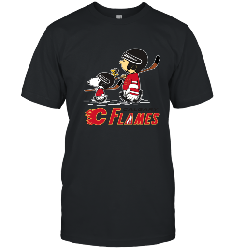 Let's Play Calgary Flames Ice Hockey Snoopy NHL Unisex Jersey Tee