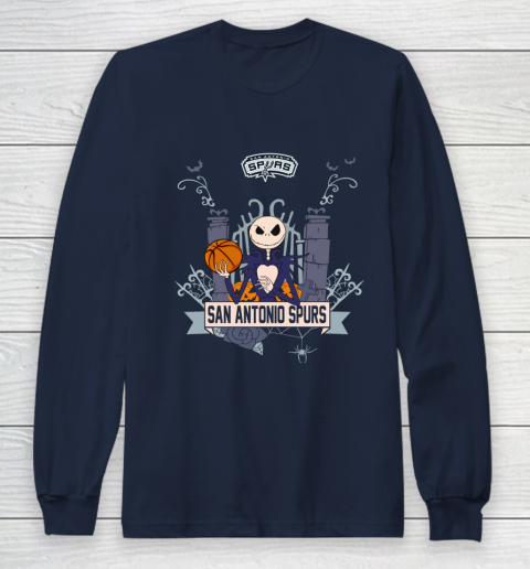 NBA San Antonio Spurs Basketball Jack Skellington Halloween Long Sleeve T-Shirt 2