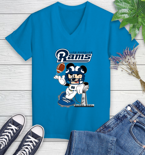 NFL Los Angeles Rams Mickey Mouse Disney Super Bowl Football T Shirt Women's V-Neck T-Shirt 7