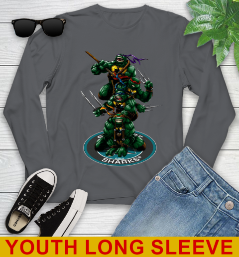 NHL Hockey San Jose Sharks Teenage Mutant Ninja Turtles Shirt Youth Long Sleeve 9