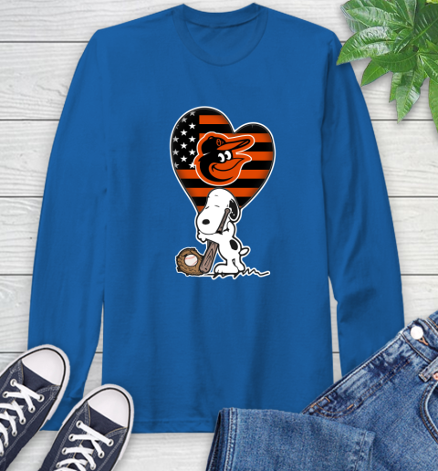 Baltimore Orioles MLB Baseball The Peanuts Movie Adorable Snoopy Long Sleeve T-Shirt 9