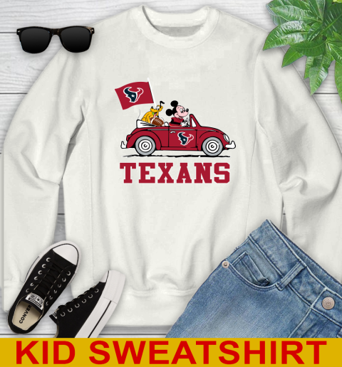 NFL Football Houston Texans Pluto Mickey Driving Disney Shirt Youth Sweatshirt