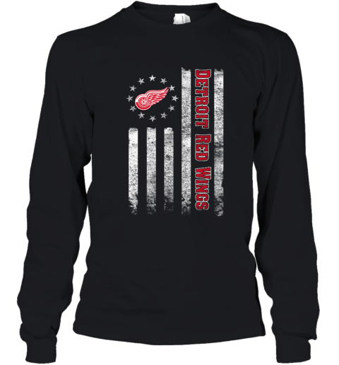 NHL American Flag Hockey Sports Detroit Red Wings Youth Long Sleeve