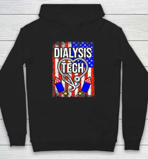 Dialysis Tech 4th Of July American Flag Stethoscope Sparkler Hoodie