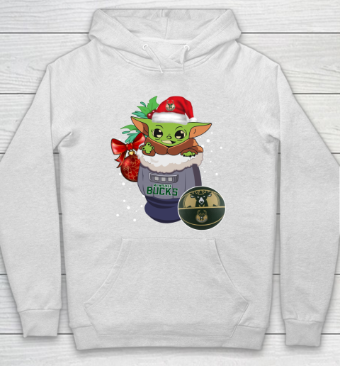 Milwaukee Bucks Christmas Baby Yoda Star Wars Funny Happy NBA Hoodie