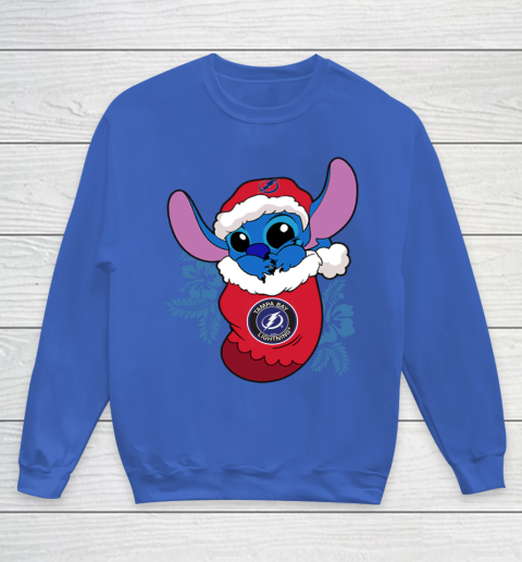 Tampa Bay Lightning Christmas Stitch In The Sock Funny Disney NHL Youth Sweatshirt 8