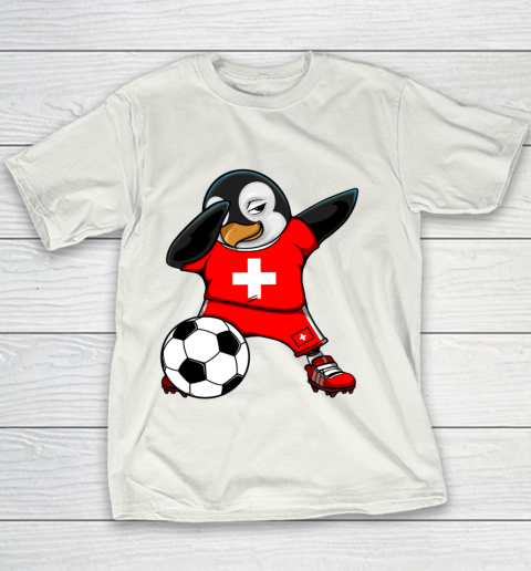 Dabbing Penguin Switzerland Soccer Fan Jersey Football Lovers Youth T-Shirt