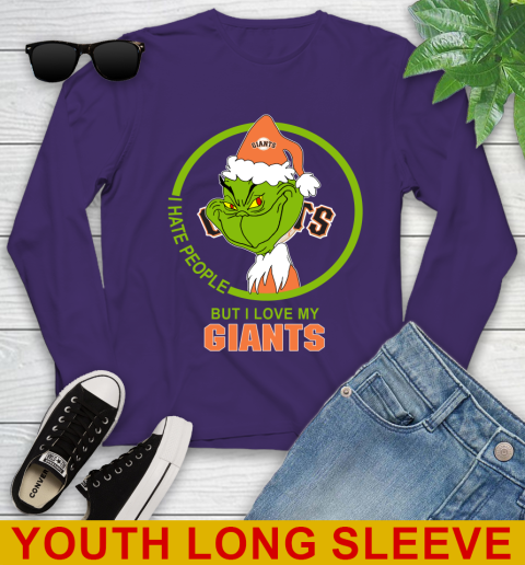 San Francisco Giants MLB Christmas Grinch I Hate People But I Love My Favorite Baseball Team Youth Long Sleeve 5