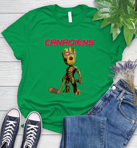 Montreal Canadiens NHL Hockey Groot Marvel Guardians Of The Galaxy Women's T-Shirt 6