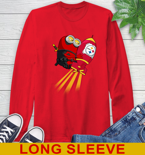 NFL Football Pittsburgh Steelers Deadpool Minion Marvel Shirt Long Sleeve T-Shirt 12