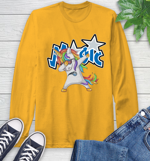 Orlando Magic NBA Basketball Funny Unicorn Dabbing Sports Long Sleeve T-Shirt 3